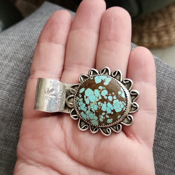 Stunning NWOT Native American Navajo Turquoise & Sterling Large Pendant 🩵🤎 - Picture 9 of 11